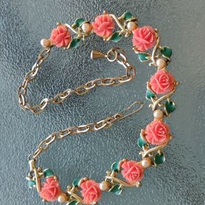 Vintage celluloid floral necklace #244